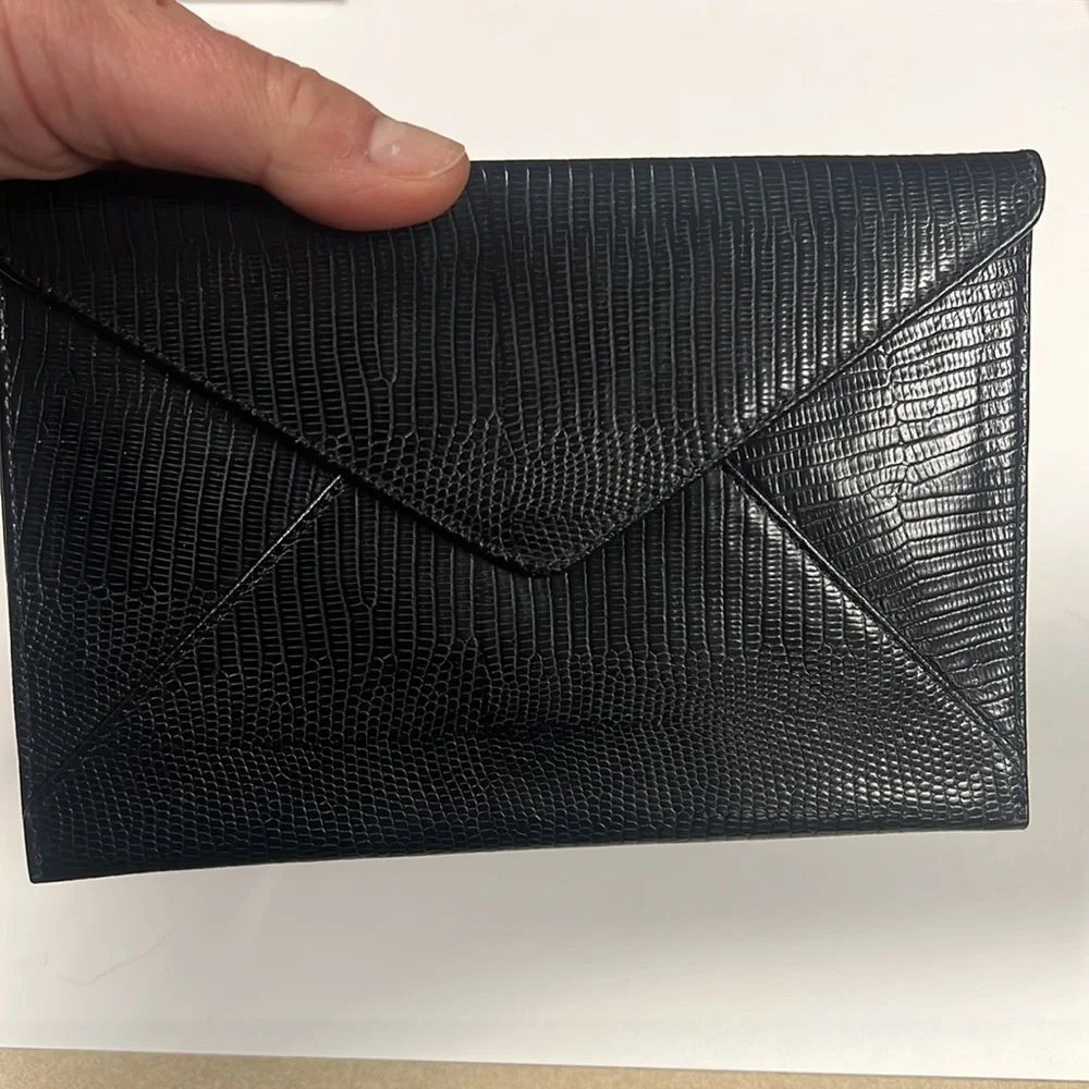 Saks Fifth Avenue Lizard-Embossed Leather Pochette Clutch